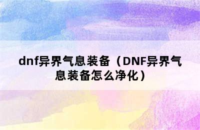 dnf异界气息装备（DNF异界气息装备怎么净化）