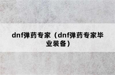 dnf弹药专家（dnf弹药专家毕业装备）