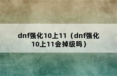 dnf强化10上11（dnf强化10上11会掉级吗）