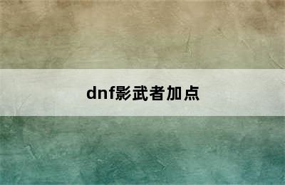 dnf影武者加点