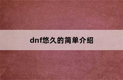 dnf悠久的简单介绍