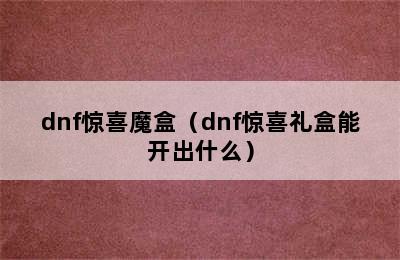 dnf惊喜魔盒（dnf惊喜礼盒能开出什么）