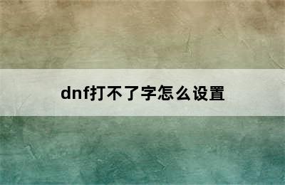 dnf打不了字怎么设置