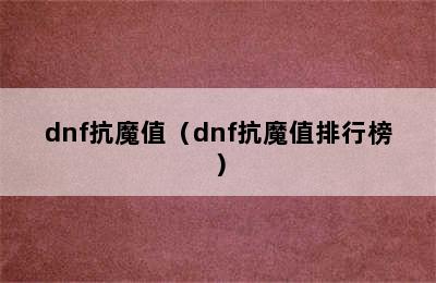 dnf抗魔值（dnf抗魔值排行榜）