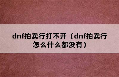 dnf拍卖行打不开（dnf拍卖行怎么什么都没有）