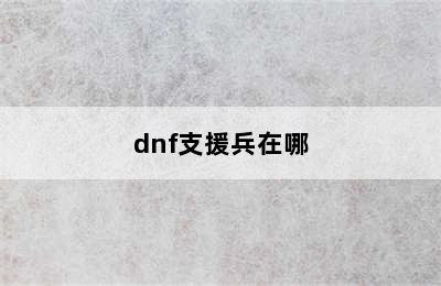 dnf支援兵在哪