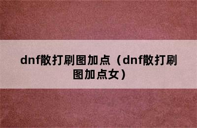 dnf散打刷图加点（dnf散打刷图加点女）