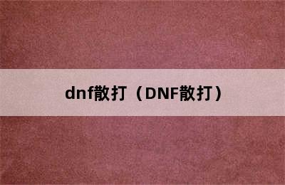 dnf散打（DNF散打）