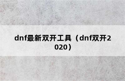 dnf最新双开工具（dnf双开2020）