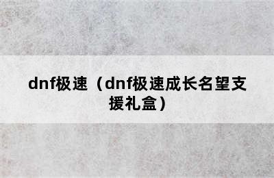 dnf极速（dnf极速成长名望支援礼盒）