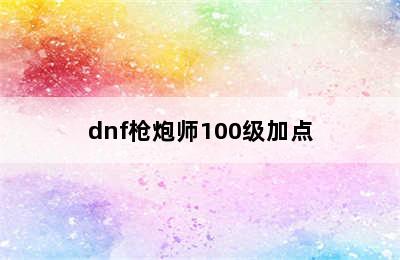 dnf枪炮师100级加点