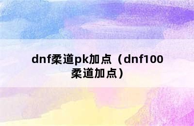 dnf柔道pk加点（dnf100柔道加点）