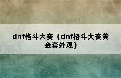 dnf格斗大赛（dnf格斗大赛黄金套外观）