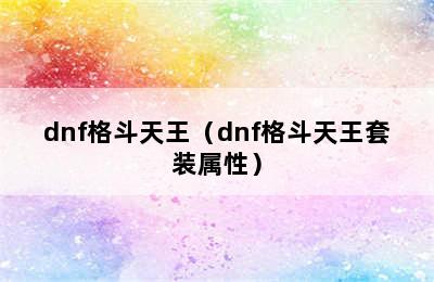 dnf格斗天王（dnf格斗天王套装属性）