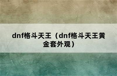 dnf格斗天王（dnf格斗天王黄金套外观）