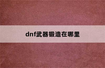 dnf武器锻造在哪里