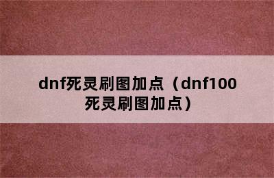 dnf死灵刷图加点（dnf100死灵刷图加点）