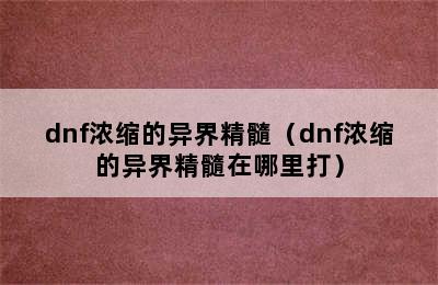 dnf浓缩的异界精髓（dnf浓缩的异界精髓在哪里打）