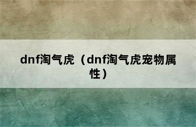 dnf淘气虎（dnf淘气虎宠物属性）