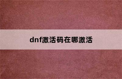 dnf激活码在哪激活