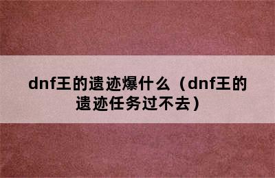 dnf王的遗迹爆什么（dnf王的遗迹任务过不去）