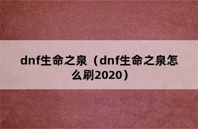 dnf生命之泉（dnf生命之泉怎么刷2020）