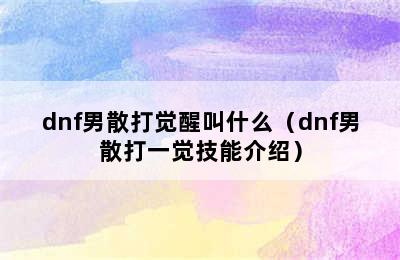 dnf男散打觉醒叫什么（dnf男散打一觉技能介绍）