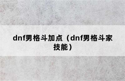 dnf男格斗加点（dnf男格斗家技能）