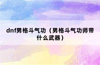 dnf男格斗气功（男格斗气功师带什么武器）