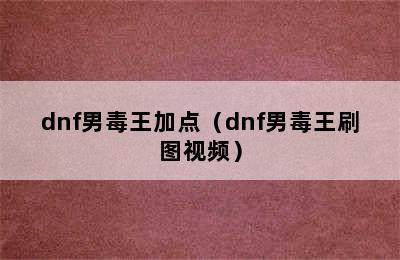 dnf男毒王加点（dnf男毒王刷图视频）