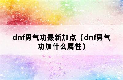 dnf男气功最新加点（dnf男气功加什么属性）