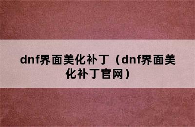 dnf界面美化补丁（dnf界面美化补丁官网）