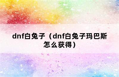 dnf白兔子（dnf白兔子玛巴斯怎么获得）