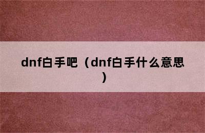 dnf白手吧（dnf白手什么意思）