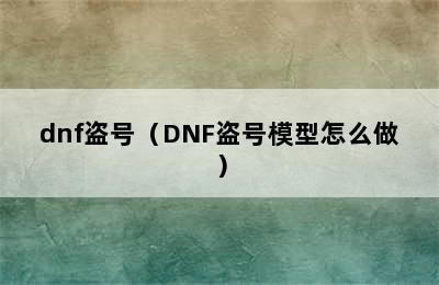 dnf盗号（DNF盗号模型怎么做）