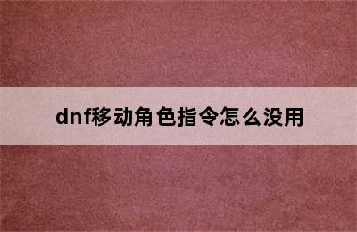 dnf移动角色指令怎么没用