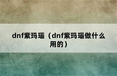 dnf紫玛瑙（dnf紫玛瑙做什么用的）