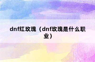 dnf红玫瑰（dnf玫瑰是什么职业）