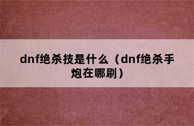 dnf绝杀技是什么（dnf绝杀手炮在哪刷）