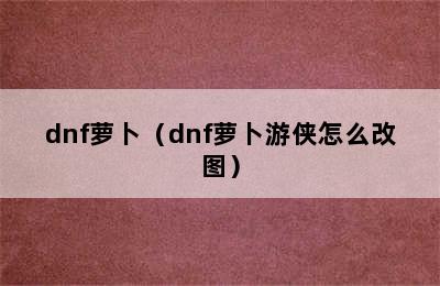 dnf萝卜（dnf萝卜游侠怎么改图）