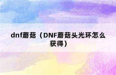 dnf蘑菇（DNF蘑菇头光环怎么获得）