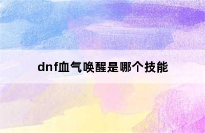 dnf血气唤醒是哪个技能