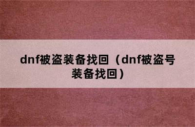 dnf被盗装备找回（dnf被盗号装备找回）