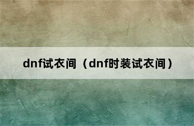 dnf试衣间（dnf时装试衣间）