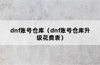 dnf账号仓库（dnf账号仓库升级花费表）