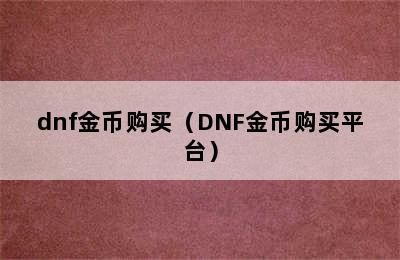 dnf金币购买（DNF金币购买平台）