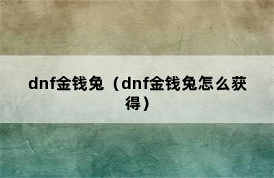 dnf金钱兔（dnf金钱兔怎么获得）