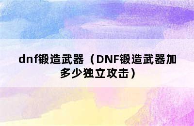 dnf锻造武器（DNF锻造武器加多少独立攻击）