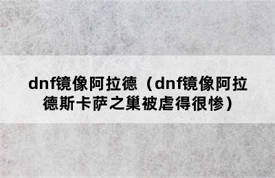 dnf镜像阿拉德（dnf镜像阿拉德斯卡萨之巢被虐得很惨）