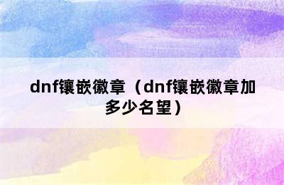 dnf镶嵌徽章（dnf镶嵌徽章加多少名望）